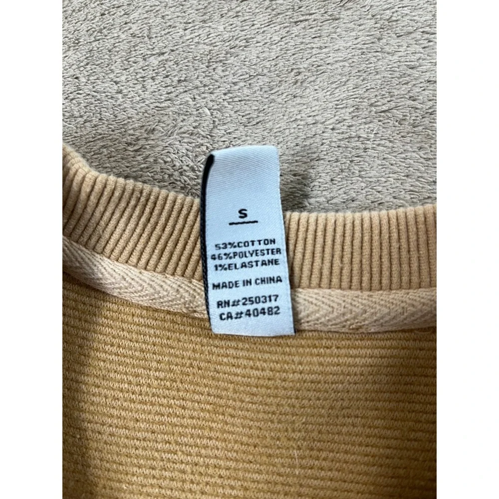 Varley Manning Sweatshirt Women's Small Tan Side-Zipper Long Sleeve GOOD
